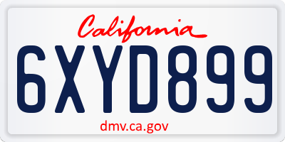 CA license plate 6XYD899