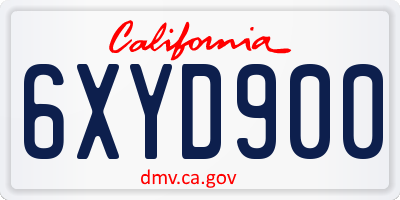 CA license plate 6XYD900
