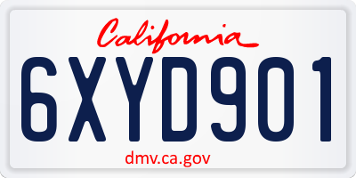 CA license plate 6XYD901
