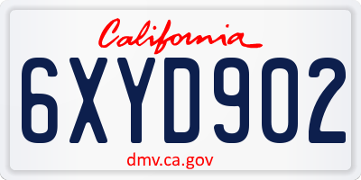 CA license plate 6XYD902