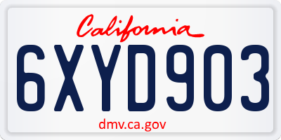 CA license plate 6XYD903