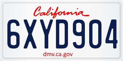 CA license plate 6XYD904
