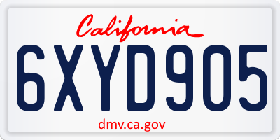 CA license plate 6XYD905