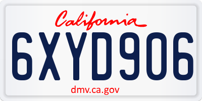 CA license plate 6XYD906