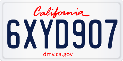 CA license plate 6XYD907