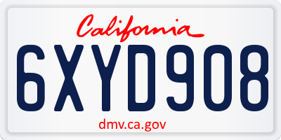 CA license plate 6XYD908