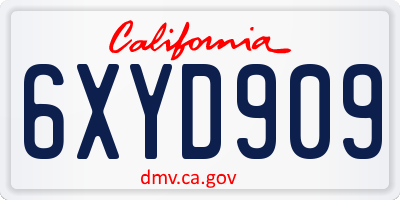 CA license plate 6XYD909