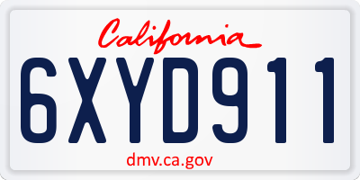 CA license plate 6XYD911