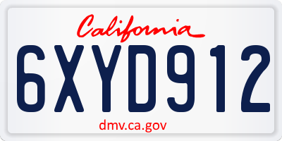 CA license plate 6XYD912