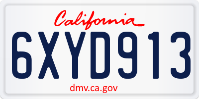 CA license plate 6XYD913