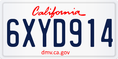 CA license plate 6XYD914
