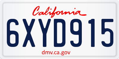 CA license plate 6XYD915