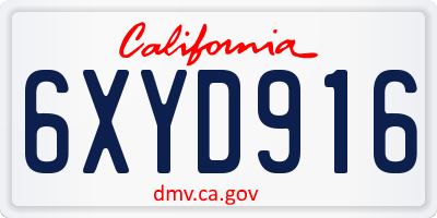 CA license plate 6XYD916
