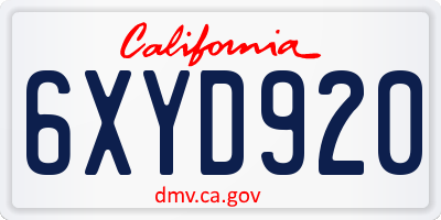 CA license plate 6XYD920