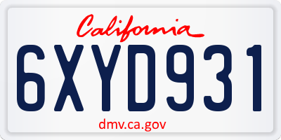 CA license plate 6XYD931