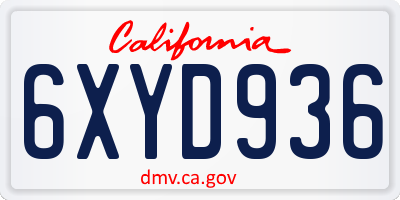 CA license plate 6XYD936
