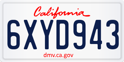 CA license plate 6XYD943
