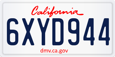 CA license plate 6XYD944