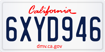 CA license plate 6XYD946