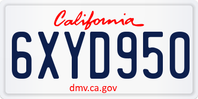CA license plate 6XYD950