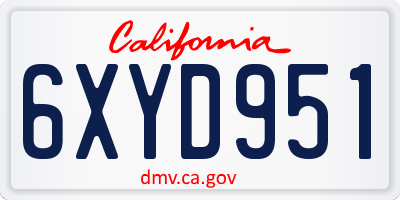 CA license plate 6XYD951
