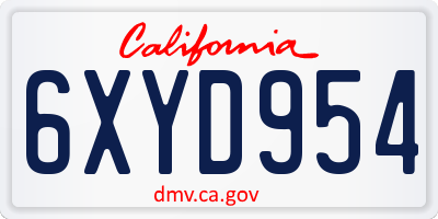 CA license plate 6XYD954