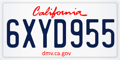 CA license plate 6XYD955