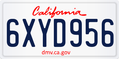 CA license plate 6XYD956