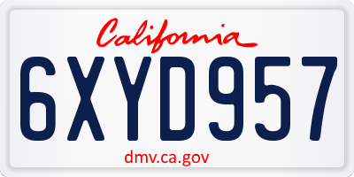CA license plate 6XYD957