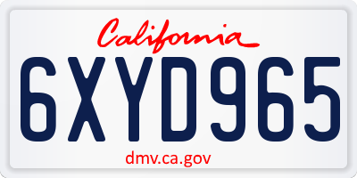 CA license plate 6XYD965