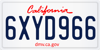 CA license plate 6XYD966