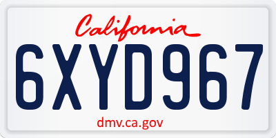 CA license plate 6XYD967