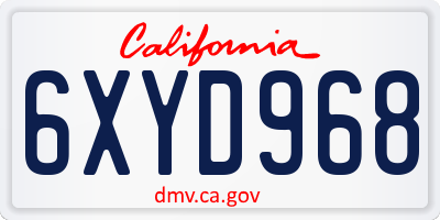 CA license plate 6XYD968