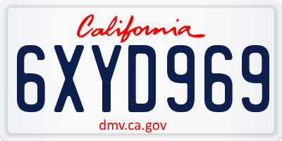 CA license plate 6XYD969