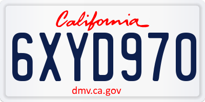 CA license plate 6XYD970