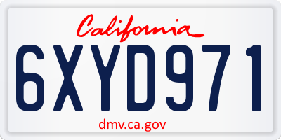 CA license plate 6XYD971