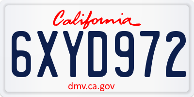 CA license plate 6XYD972