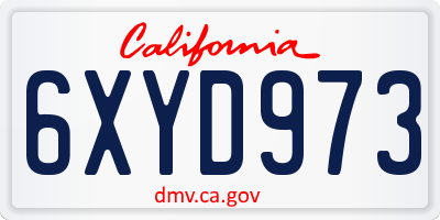 CA license plate 6XYD973