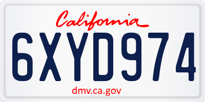 CA license plate 6XYD974