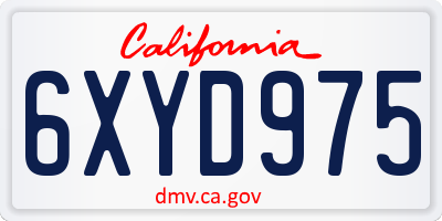 CA license plate 6XYD975