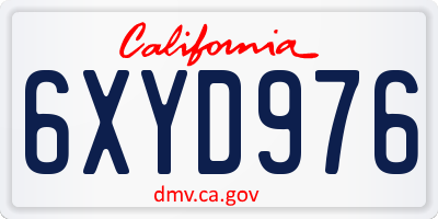 CA license plate 6XYD976