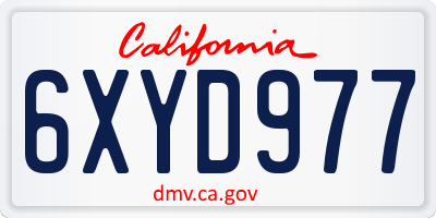 CA license plate 6XYD977