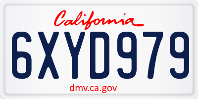 CA license plate 6XYD979