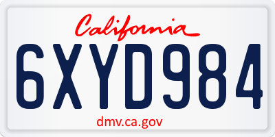 CA license plate 6XYD984