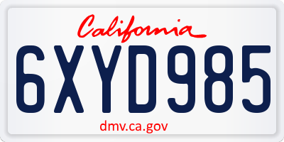 CA license plate 6XYD985