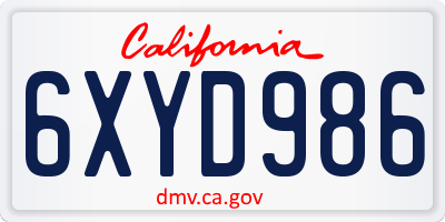 CA license plate 6XYD986