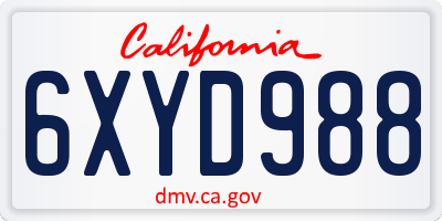 CA license plate 6XYD988