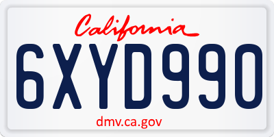 CA license plate 6XYD990