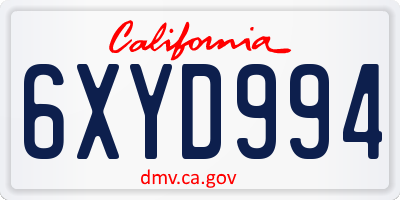 CA license plate 6XYD994