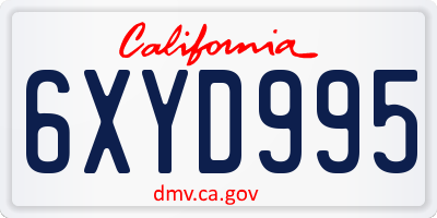 CA license plate 6XYD995